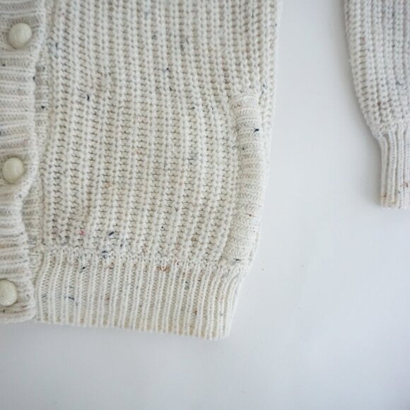 Vintage Newcomer Cream Chunky Knit 10% Wool Button Up Cardigan Sweater S - Picture 6 of 11